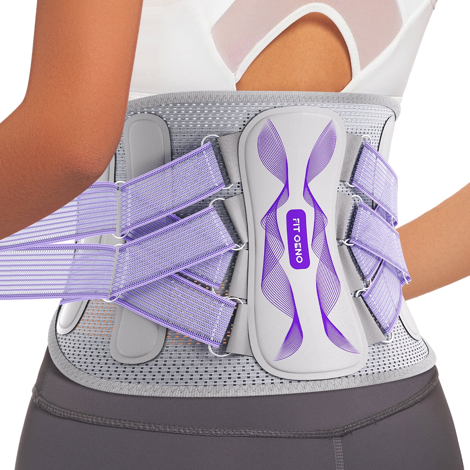 Fit Geno Back Brace for Lower Back Pain Women: Adjustable Lumbar Support Brace for Pain Relief - Breathable Waist Belt for Comfort
