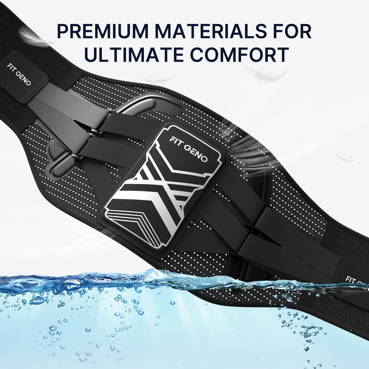 Fit Geno Back Brace for Lower Back Pain Relief: Adjustable Support with Ergonomic Lumbar Pad for Herniated Disc Sciatica and Lumbar Strain - Breathable Design for Men & Women