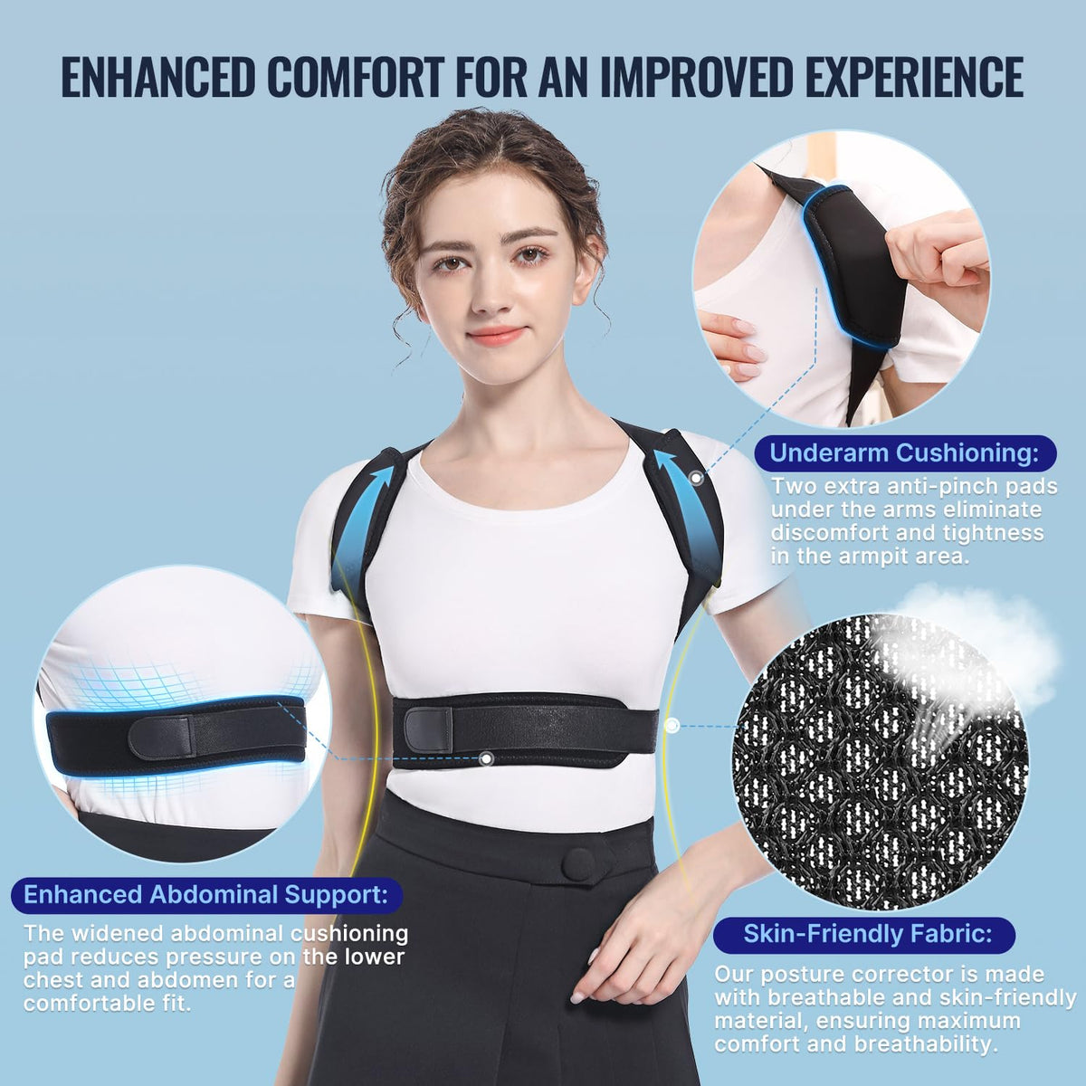 Fit Geno Posture Corrector Upper Back Brace: Adjustable for Men and Wo ...