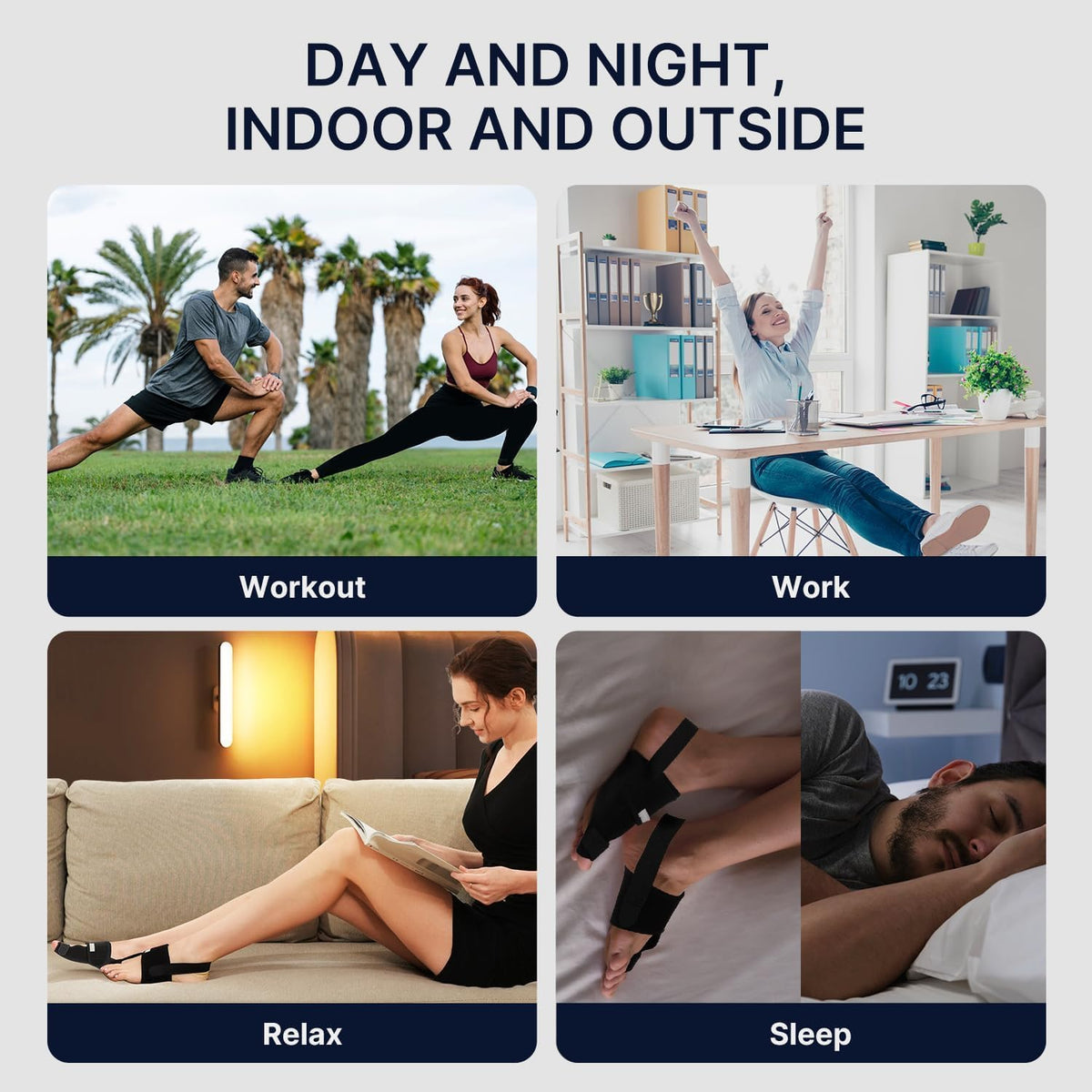 Fit Geno Bunion Corrector day and night, indoor and outside