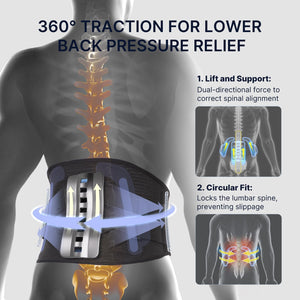 Fit Geno Back Brace for Lower Back Pain Relief: Adjustable Support with Ergonomic Lumbar Pad for Herniated Disc Sciatica and Lumbar Strain - Breathable Design for Men & Women