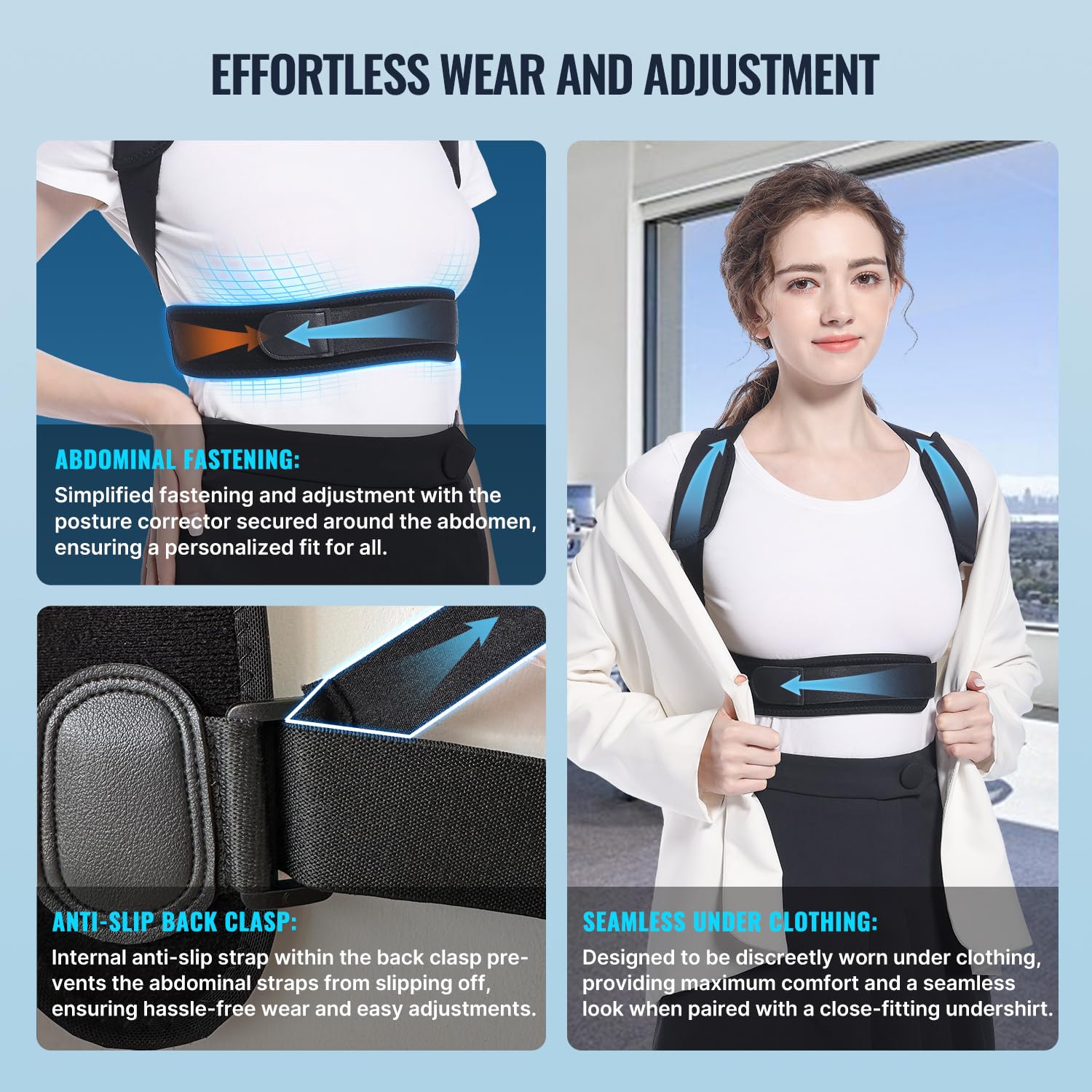  Fit Geno Back Brace Posture Corrector For Women: Shoulder  Straightener Adjustable Full Back Support Upper And Lower Back Pain Relief