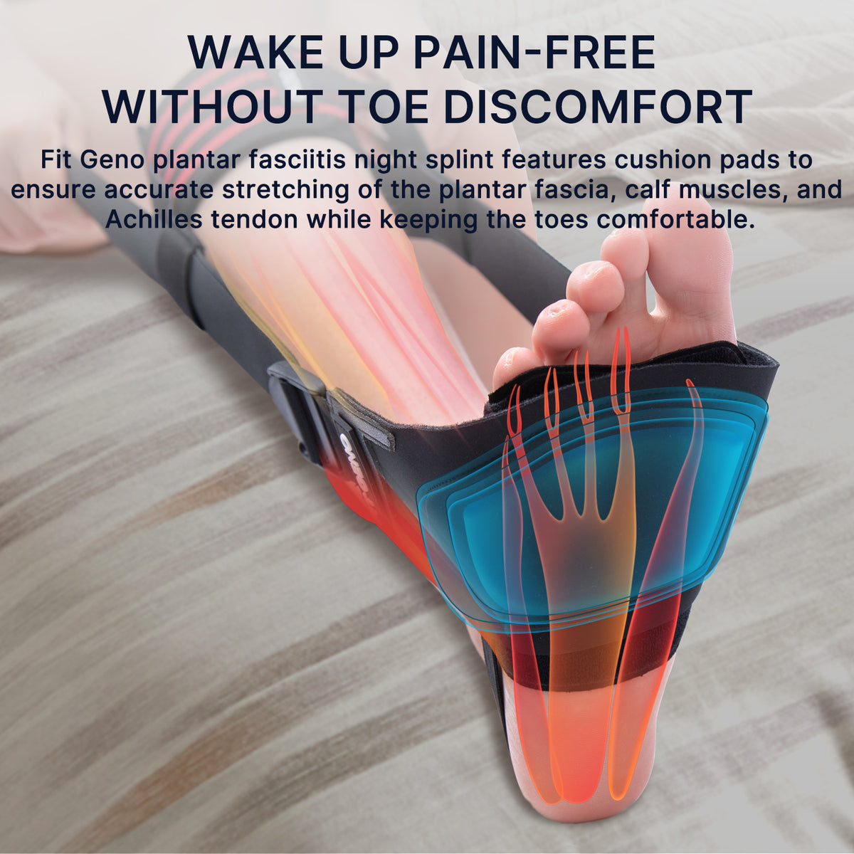 Fit Geno Plantar Fasciitis Night Splint – Adjustable Foot Brace with Detachable Foot Wrap
