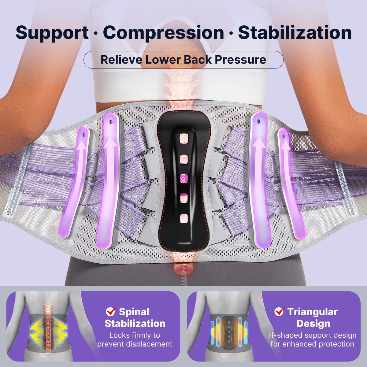 Fit Geno Back Brace for Lower Back Pain Women: Adjustable Lumbar Support Brace for Pain Relief - Breathable Waist Belt for Comfort