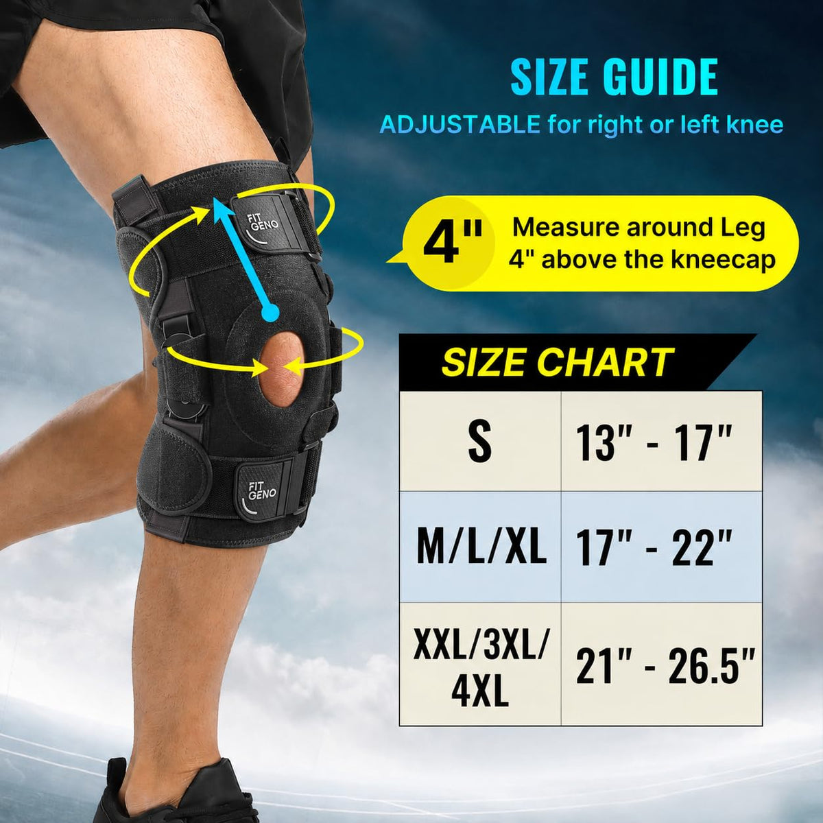 Hinged Knee Brace size chart