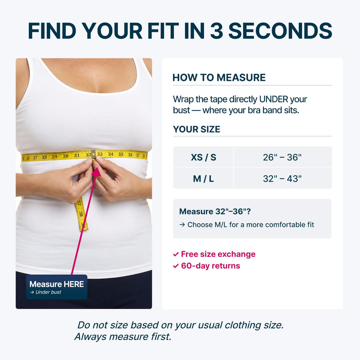 Posture Corrector Lite size chart