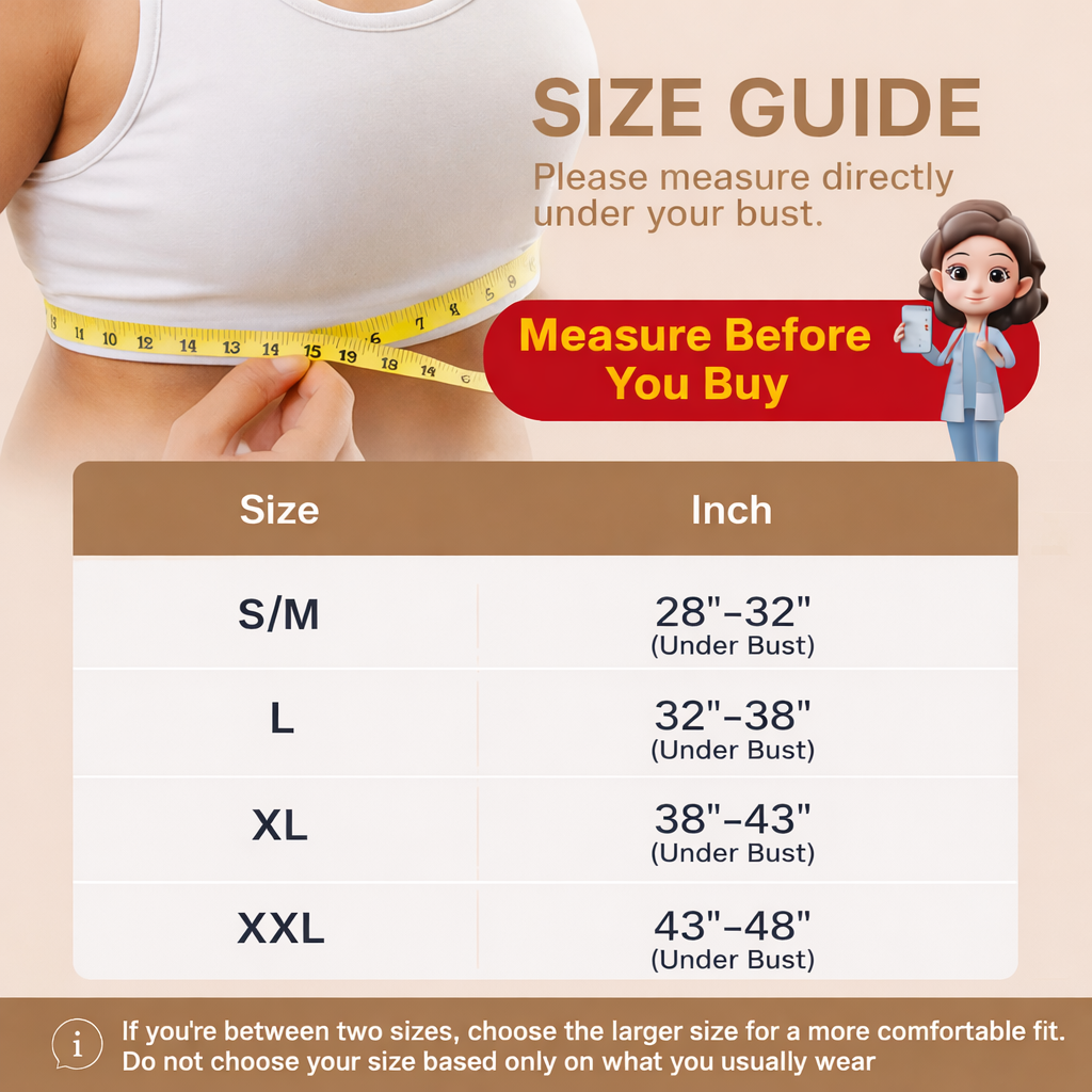 Posture Corrector Invisilite size chart
