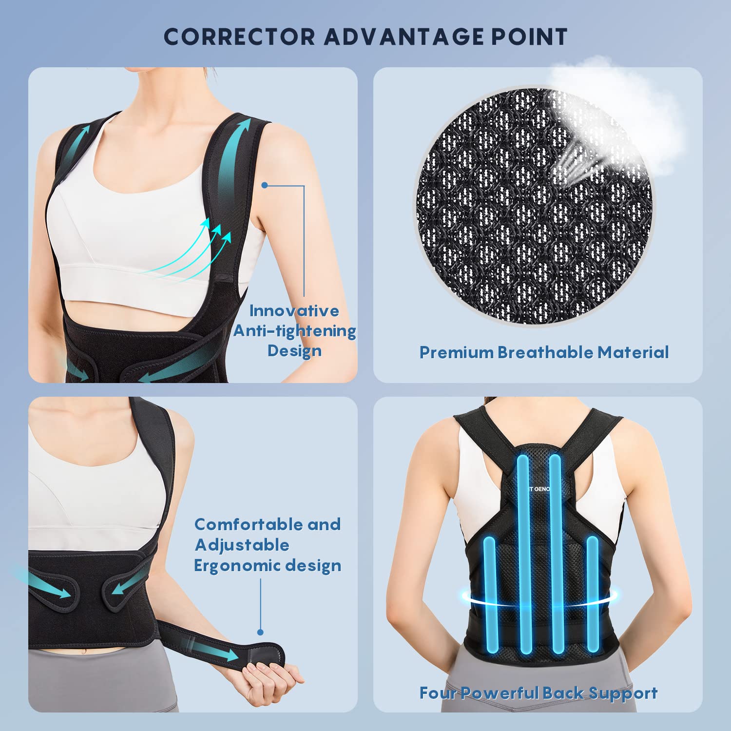 Back Straightener Posture Corrector  Back Brace for Scoliosis Adults -  FitGeno