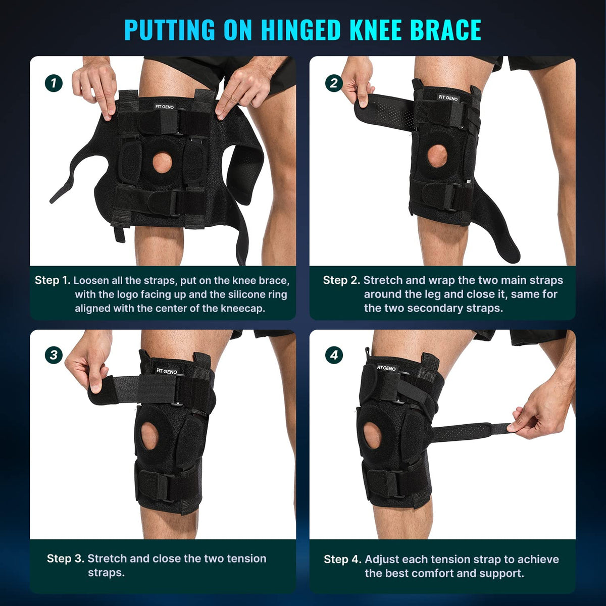 Spring Loaded Knee Brace | Fit Geno ReActive+ Knee Brace | Knee Strap ...