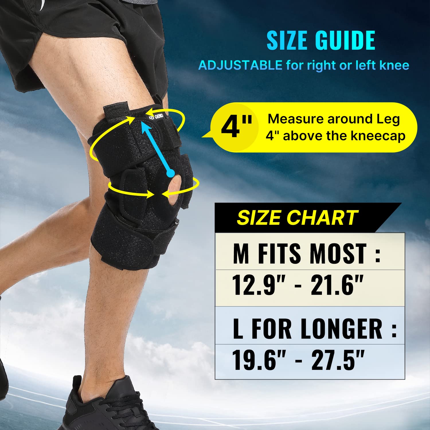 Fit Geno 1-Pack Patella Knee Brace for Knee Pain, Knee Compression Sleeve  Knee Brace for Arthritis Pain and Support, Essential Workout Knee Guard  Knee