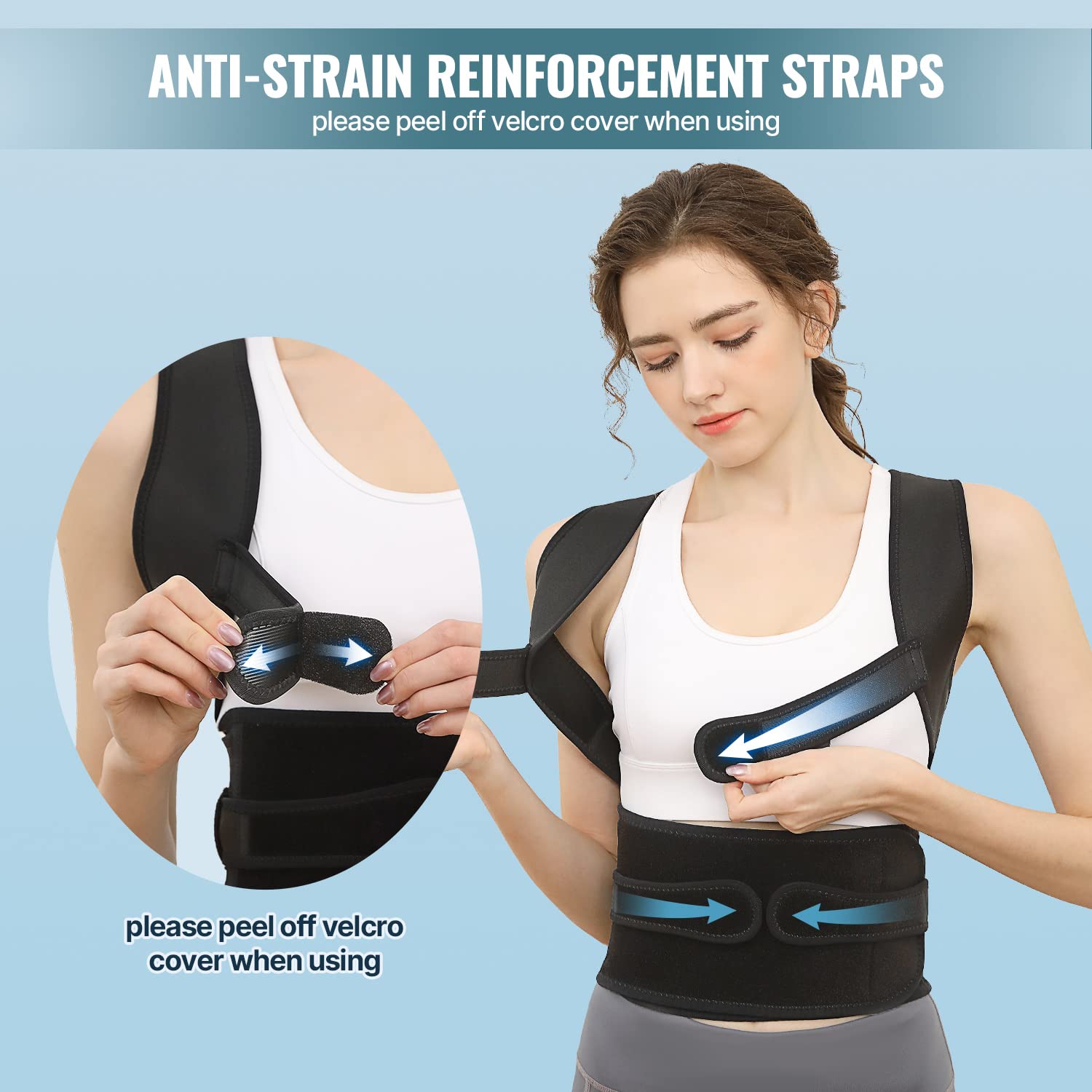 POTENSGO Posture Corrector for Men and Women,Fully Adjustable Back Brace  Posture Corrector,Lightweight and Breathable Back Support and Scoliosis Back  Brace for Posture Correction Medium