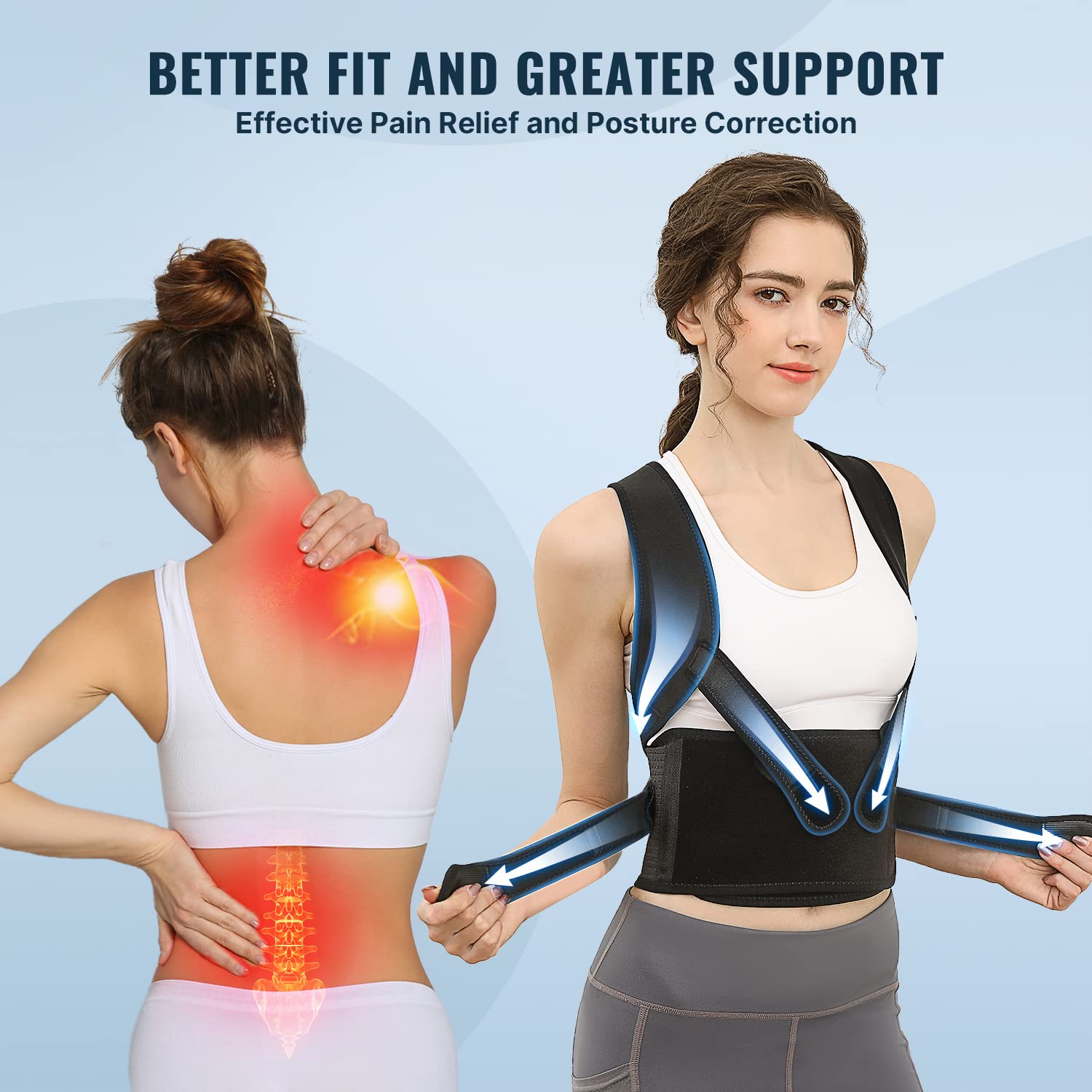 Fit Geno Back Brace and Posture Corrector for Women and Men