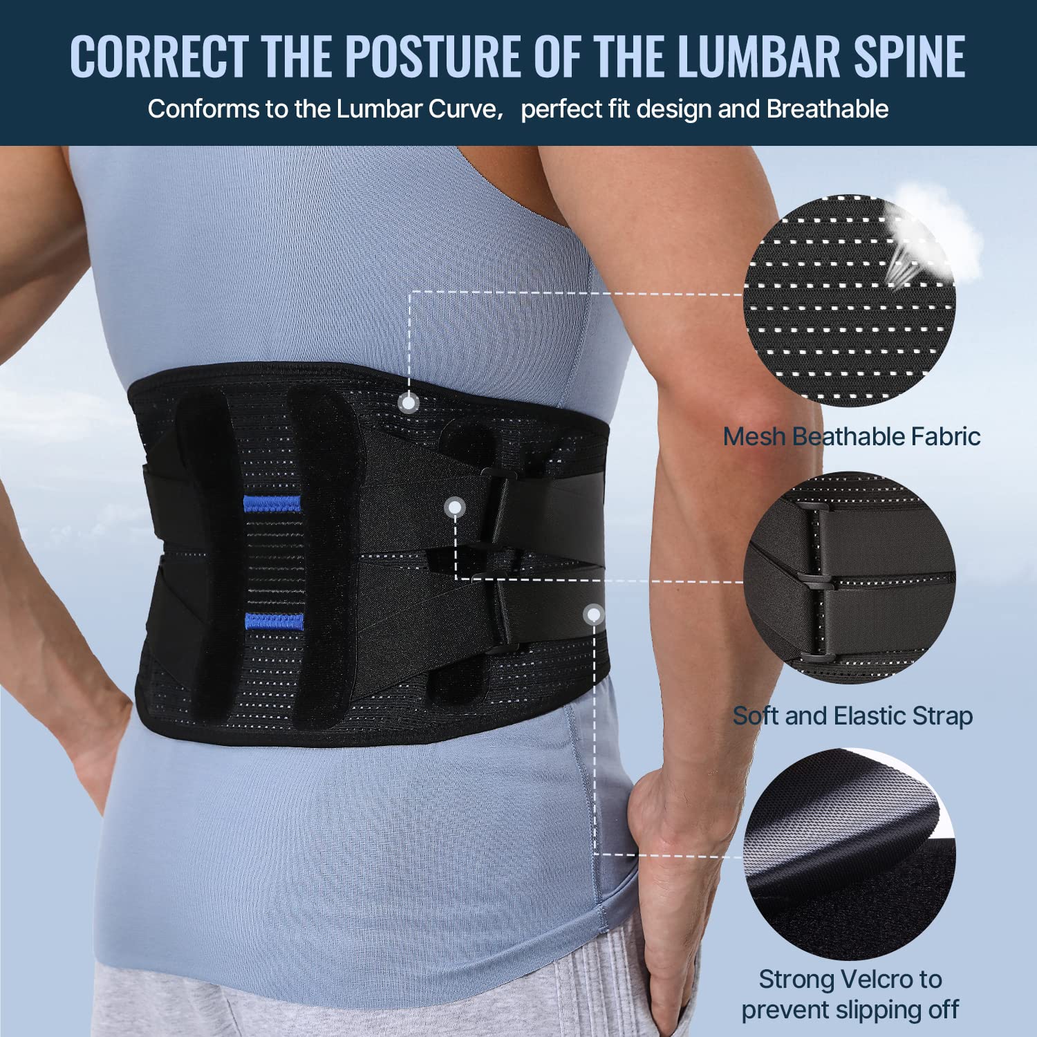  Posture Corrector Back Brace Metal Back Lumbar Support